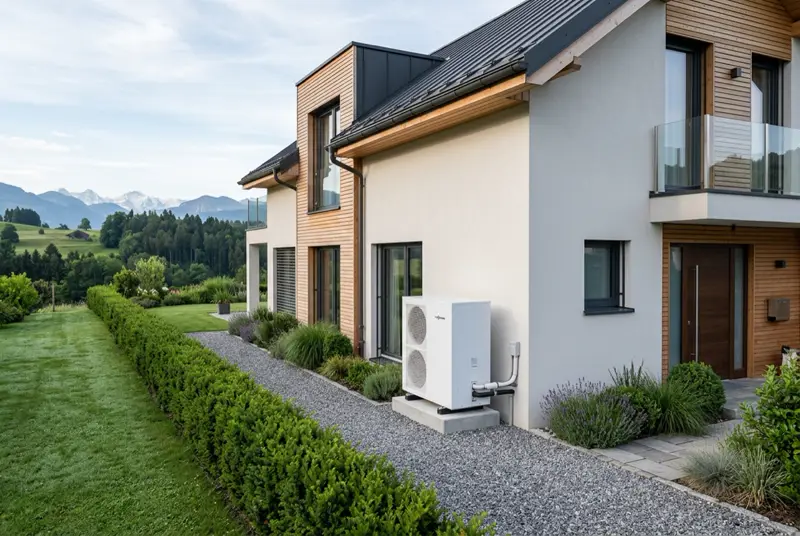 Wärmepumpe an einem Einfamilienhaus