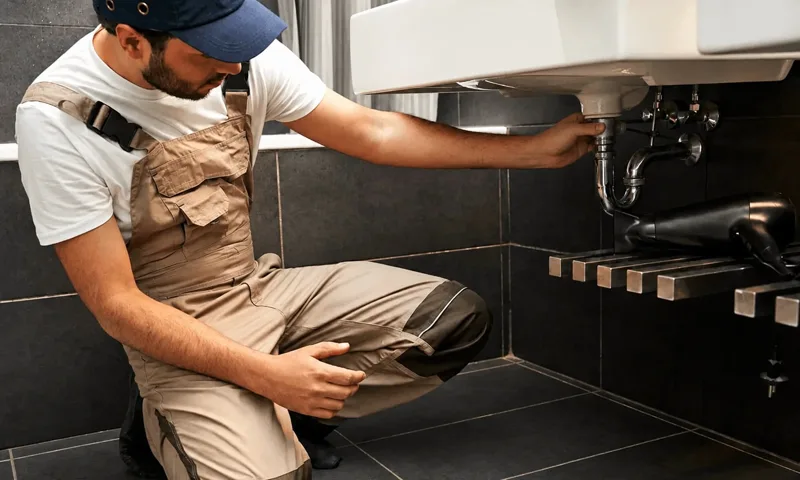 Servicetechniker der Tschanz Haustechnik AG repariert den Siphon